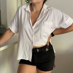 Oversized short sleeved button down